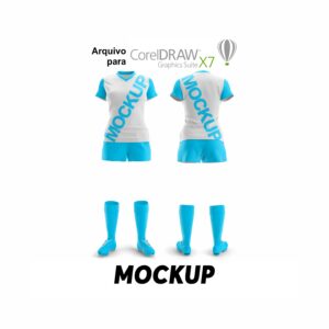 Mockup 005 Conjunto Futebol Feminino Manga Curta Gola V CorelDraw CDR