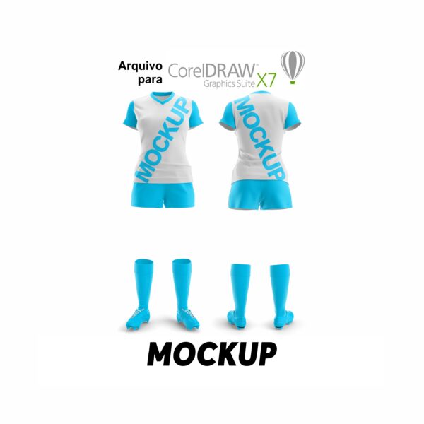 Mockup 005 Conjunto Futebol Feminino Manga Curta Gola V CorelDraw CDR