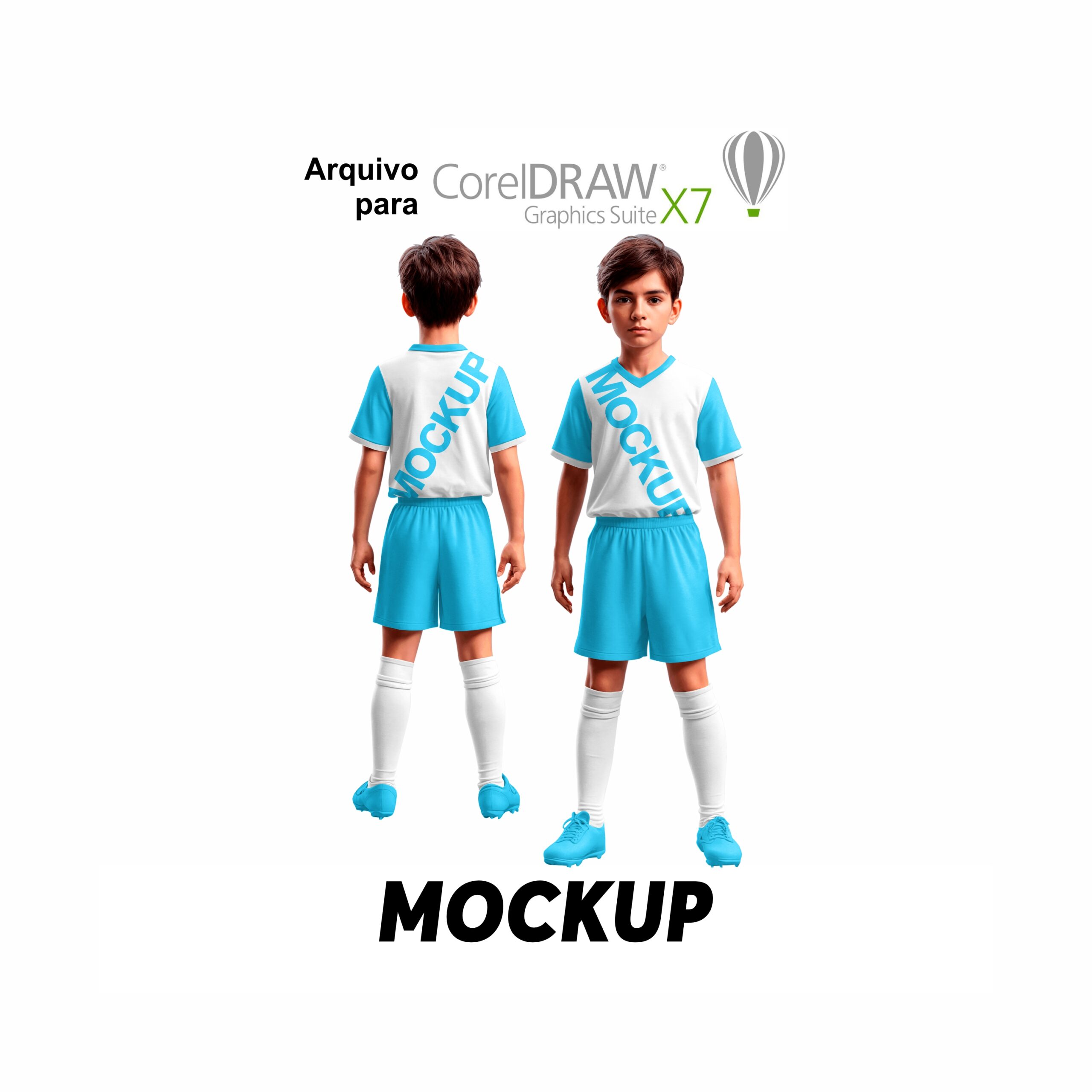 Mockup 006 Conjunto Futebol Infantil Manga Curta Gola V CorelDraw CDR